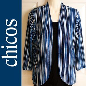 Chicos Easy Wear Open Front size 0 Blue Cardigan
